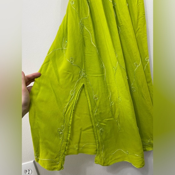 Iland Planet Miami Beach Elegant Green Embroidered Dress Straps Beach Size S/M? - Picture 5 of 16